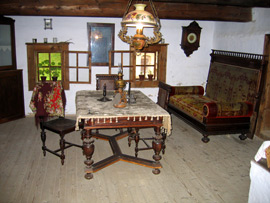 Innenansicht eines Hauses im Museumsdorf Oravskej dediny