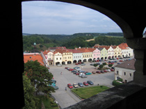 Marktplatz der Stadt Neustadt an der Mettau. Blick vom Schlossturm