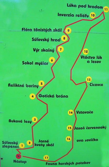 Informationstafel ber einen Rundweg durch die Sulower Felsenlandschaft