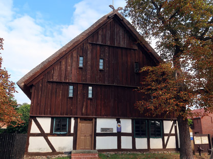 Fachwerkhaus im Zentrum von Blankensee. Heute ein Museum