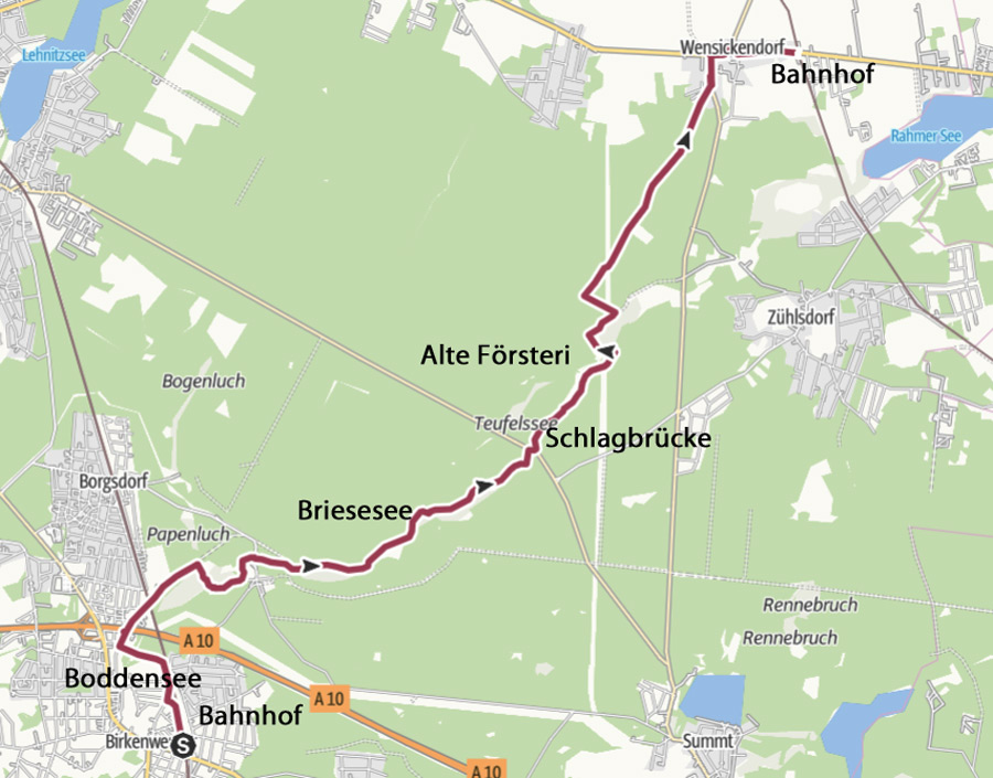 Landkarte vom 66-Seen-Weg durch das Briesetal
