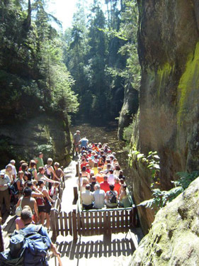 Am Adersbacher See besteht die Mglichkeit einer Kahnfahrt zu den Wekelsdorfer Felsen (Teplice skaly)