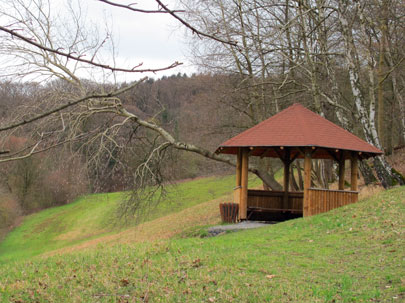 Neuer Bltenweg bei Hemsbach: Htte im Naturschutzgebiet Berling