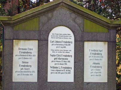 Bltenweg Odenwald: Die Grnder des heutigen Weltkonzerns Carl-Johann-Freudenberg hat 1898 seine letzte Ruhe auf dem "Alten Friedhof" gefunden.