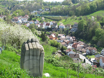 Bltenweg Odenwald: Blick vom Steinkopf auf Hambach, einem Ortsteil von Heppenheim