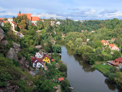 Blick vom Schloss Bechin ins Tal der Lainsitz