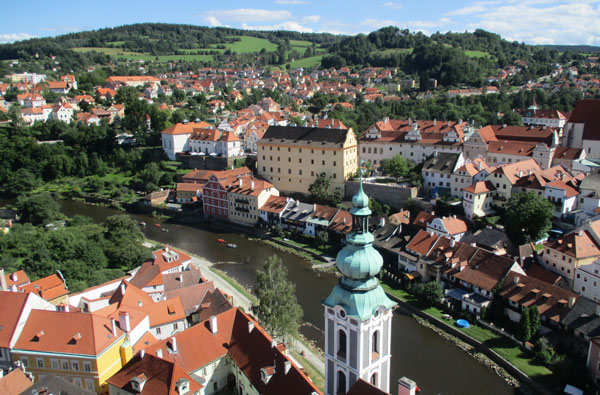 Blick vom Schlosstrum auf Krummau