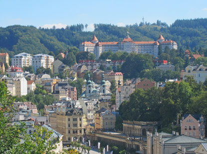 Blick auf das Kurviertel von Karlsbad