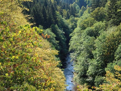 Blick von der Bhmova vyhlidka (Bhm-Ausicht) ins Tal der Jizera (Iser)