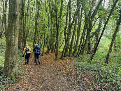 Wanderer entlang der Inde bei Hahn