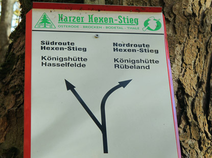 Bei Altenbrake trennt sich der Harzer Hexen-Stieg in eine Nord- und eine Sdroute (wir wanderten auf der Sdroute)