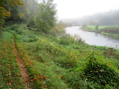 Lahnwanderweg bei Aumenau war morgens im Nebel