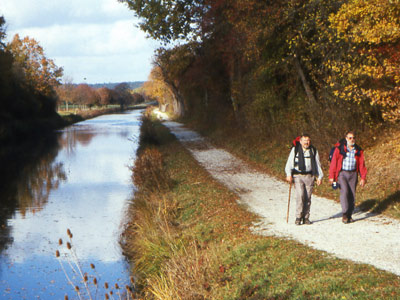 Der MD-Wanderweg entlang des Main- Donau-Kanals in der Nhe der Ortschaft Berg.