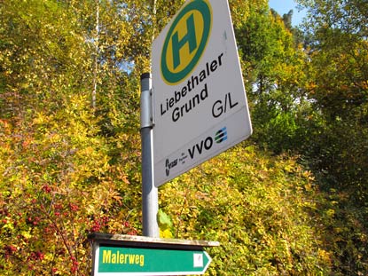 Malerweg: Der Weg  beginnt bei Pirna im "Liebethaler Grund"