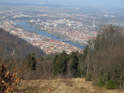 Blick vom vom Knigstuhl auf den westlichen Stadtteil von Heidelberg