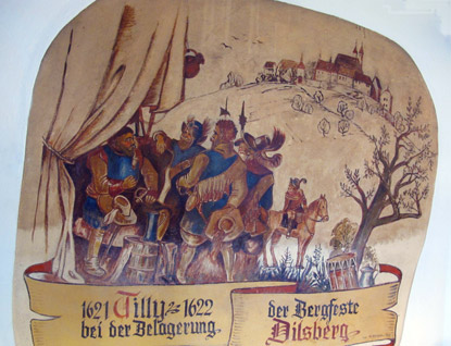 ie Feste Dilsberg stand auf der Seite der Reformation  und wurde 1621/1622 von den Truppen unter General Tilly belagert und besetzt.