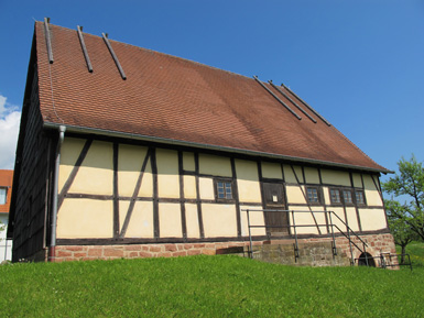 Waldmuseum "Watterbacher Haus" im Ort Preunschen. Ursprünglich stand das bereits 1475 erbaute Fachwerkhaus am Ortseingang von Watterbach.