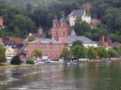 Odenwald - Wandern nach Budapest: Blindschleiche auf dem WanderwegBlick auf Miltenberg von der Mainbrcke aus.