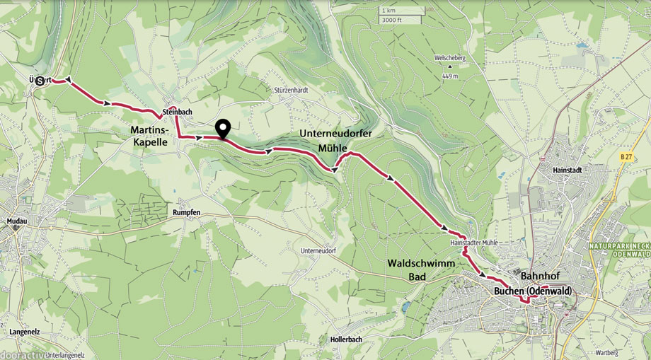 Karte unserer Wanderung von nglert nach Buchen