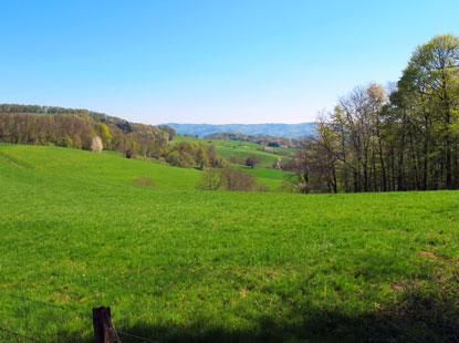 Burgensteig: Blick vom Waldnerturm stlich in den Odenwald