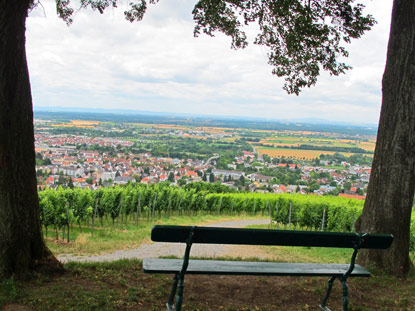 Burgensteig Odenwald: Blick vom Aussichtspunkt Altarberg auf Bensheim