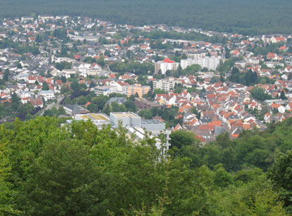 Wanderung Burgrnsteig Bergstrae: Blick von der Burg Tannenberg auf Seeheim