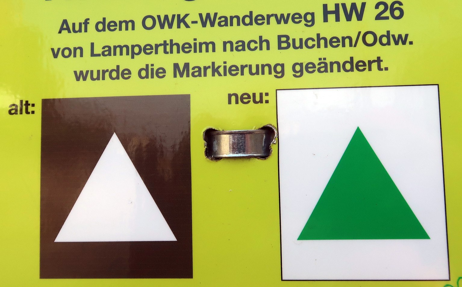 Hinweis zur Markierungsnderung des HW 26 im Odenwald