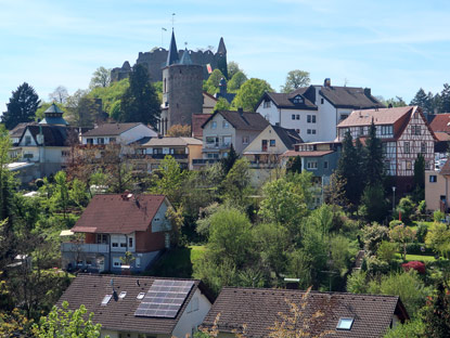 Blick zurck auf die Altstadt und Burg von Lindenfels