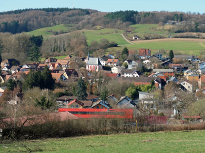 Blick auf Ernsthofen, eine Gemeinde von Modautal im Odenwald