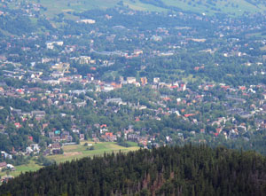 Blick vom Aussichtsfelsen "Sarnia Skala" auf Zakopane