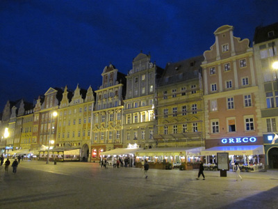 Abends auf dem Rynek (Marktplatz) von Breslau