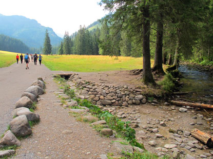 Durch das Tal Dolina Kościeliska fhrt ein breiter Weg