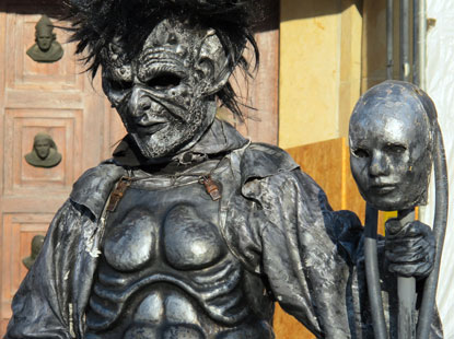 Auf dem Rynek von Krakau fotografierte Mimen  