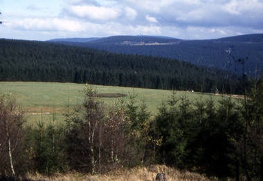 Vor Oberhof Blick zurck auf dem 917 m hohen Groen Inselsberg