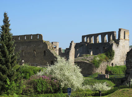 Rheinburgenweg: Auenansicht der Burg Rheinfels