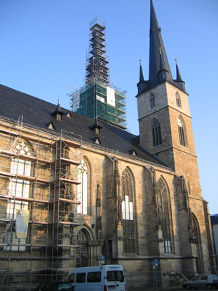 Die evangelische Johanneskirche von Saalfeld erbaut 1380 - 1514.