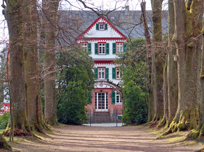 Eine Allee fhrt vom Eulbaher Park zum Jagdschloss