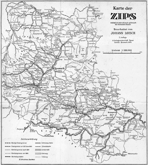 Landkarte der Zips von 1939 - ZUM VERGRSSERN ANKLICKEN