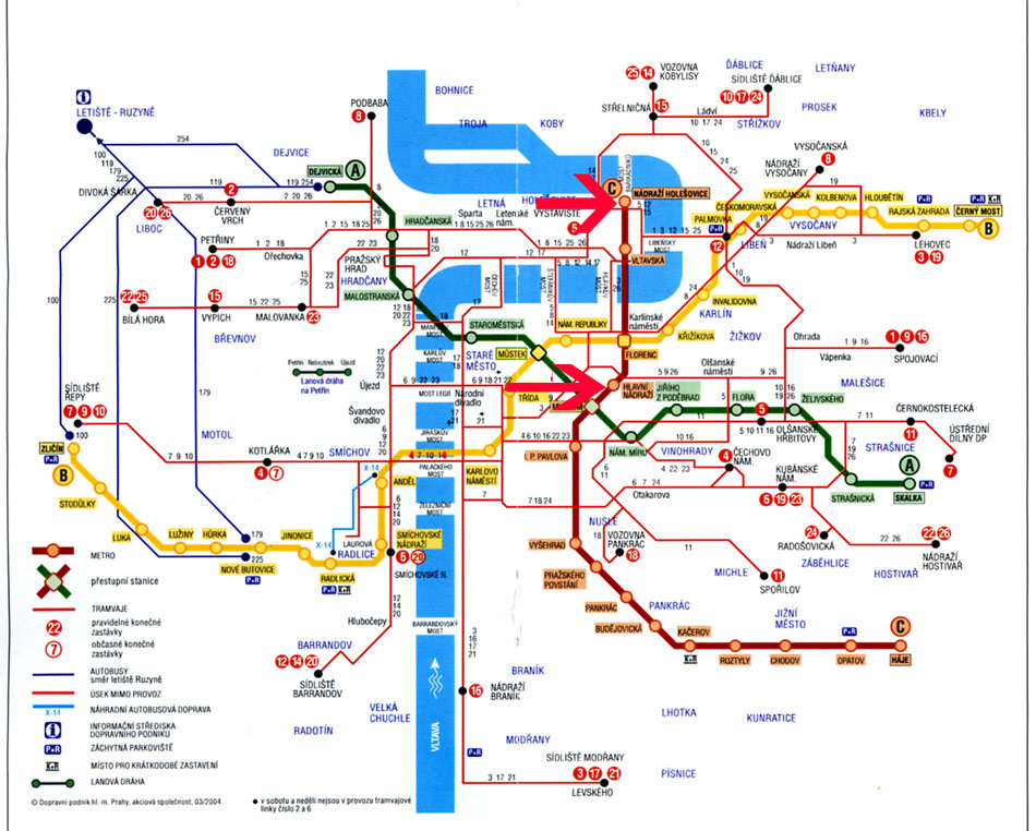 Verkehrssyteme in Prag mit Metro, Bus und Strassenbahnen