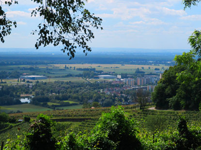 Blick vom "Tiefes Loch"  auf die Rheinebene und Heppenheim