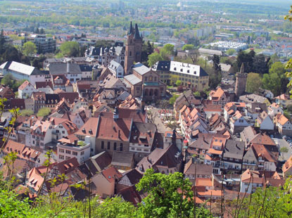 Blick uf das Zentrum von Weinheim