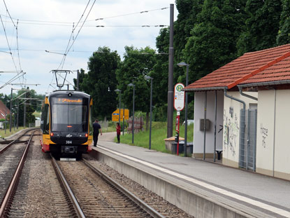 Vogesenweg: Wolfartsweier Nord. Endstation der Linie 2