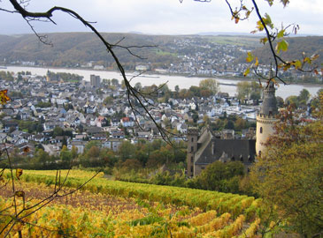 Blick auf Bad Hnningen. Im Vordergrund Schloss Arenfelsen