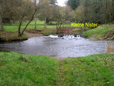 Zusammenfluss der Großen und der Kleinen Nister beim Ort Heimborn im Westerwald